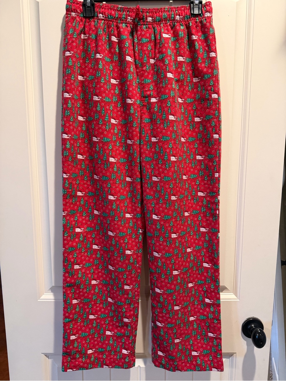 Vineyard Vines Red Holiday Mens Pajama Bottoms with Trees XL